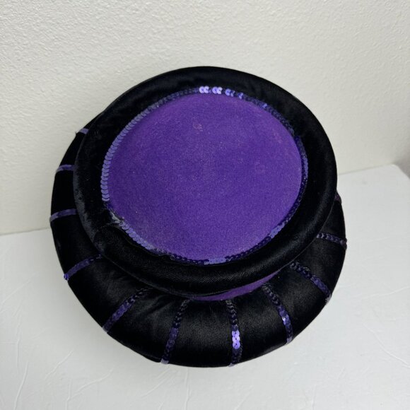 Deborah New York Vintage Hat Wool Purple Velvet Black